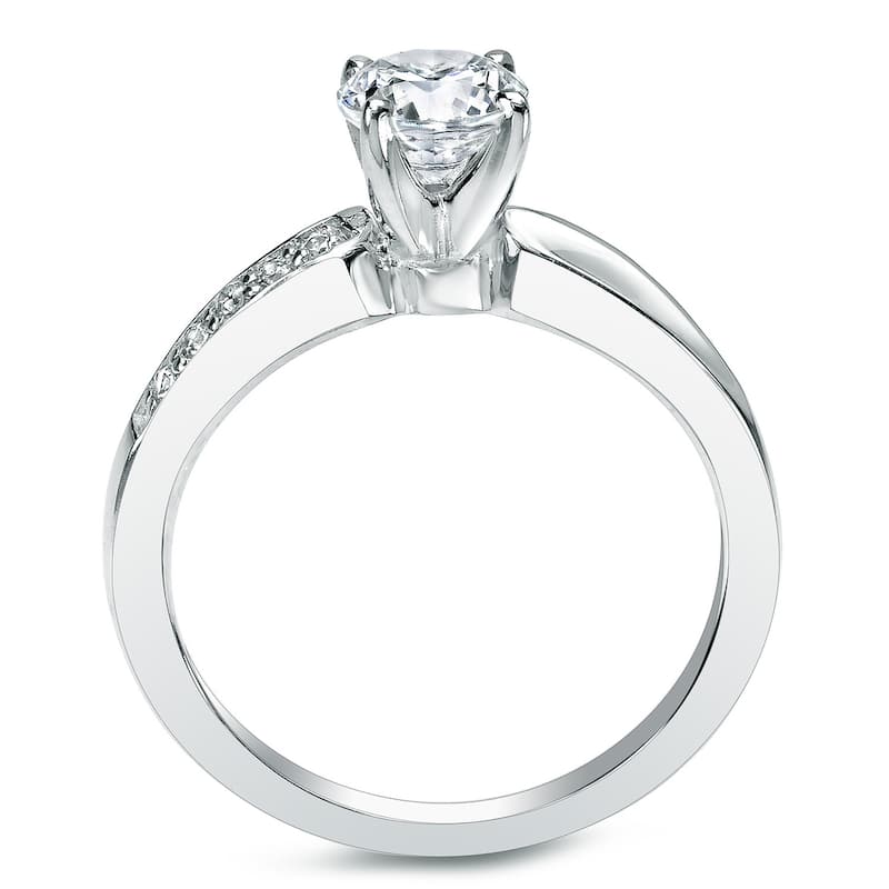 Auriya 14k Gold 14k White Gold 3/4ctw Classic Round Diamond Engagement Ring Set