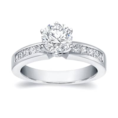 Auriya 6-Prong 1 1/4ct TDW Round Diamond Engagement Ring 14k White Gold