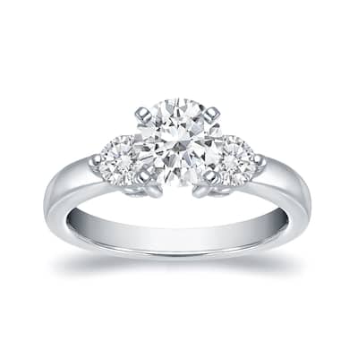 Auriya 14k Gold 3/4ctw Classic Round 3-stone Diamond Engagement Ring (H-I, SI1-SI2)