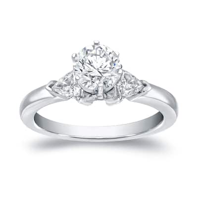 Auriya 14k Gold 1ctw Round 3-Stone Diamond Engagement Ring
