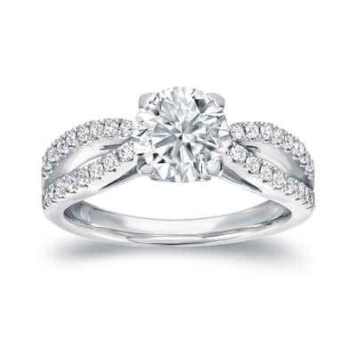 Auriya Modern Split Shank 1 1/4cttw Round Diamond Engagement Ring 14k White Gold