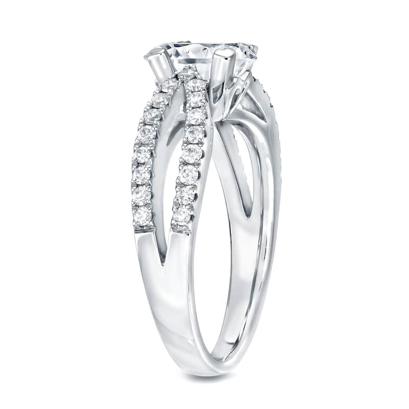 Auriya Modern Split Shank 1 1/4cttw Round Diamond Engagement Ring 14k White Gold