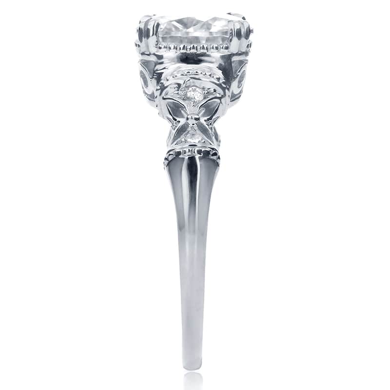 Annello by Kobelli 14k White Gold 1 1/2ct TGW Round-cut Moissanite and Diamond Fancy Art Nouveau Engagement Ring