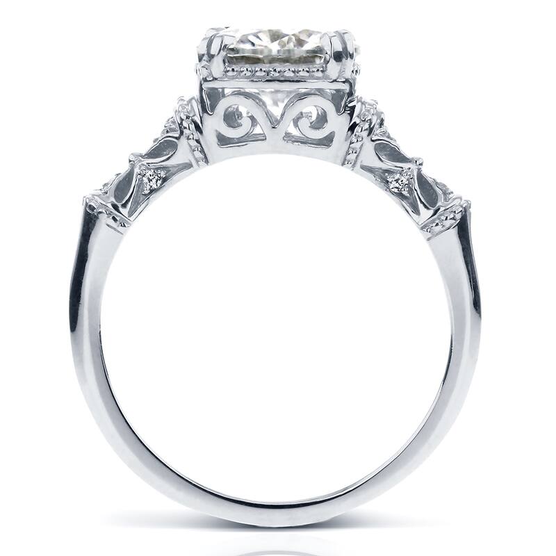 Annello by Kobelli 14k White Gold 1 1/2ct TGW Round-cut Moissanite and Diamond Fancy Art Nouveau Engagement Ring