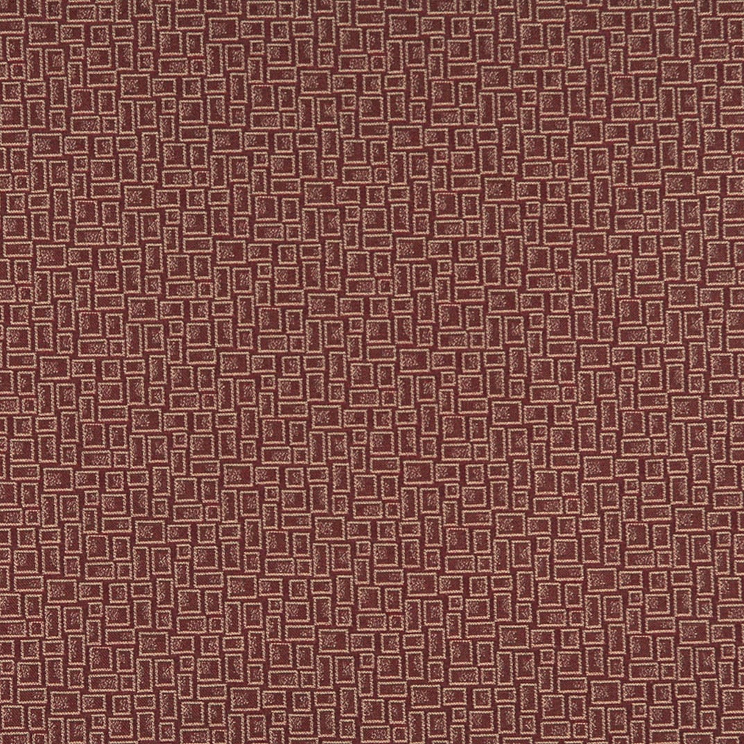 C594 Dk Burgundy Beige Geometric Rectangle Durable Upholstery Fabric