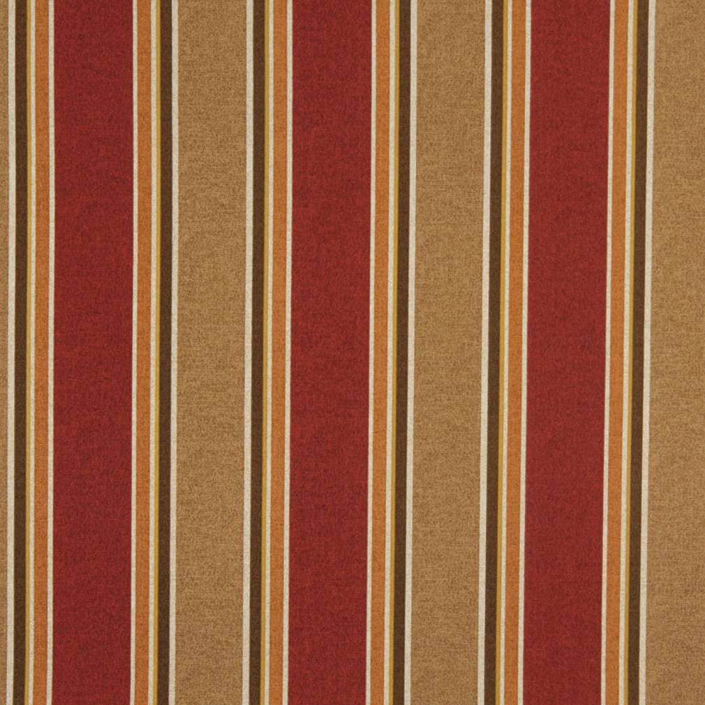 C424 Brown Beige Orange Red Striped Outdoor Indoor Upholstery Fabric