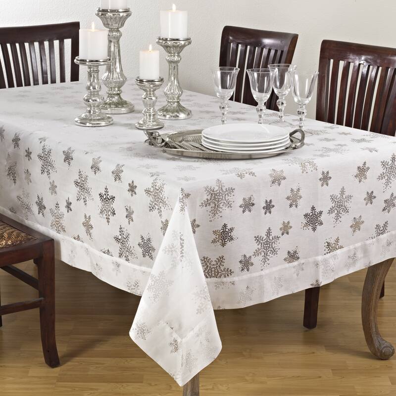 Burnout Snowflake Design Tablecloths - 80 x 80 - Square