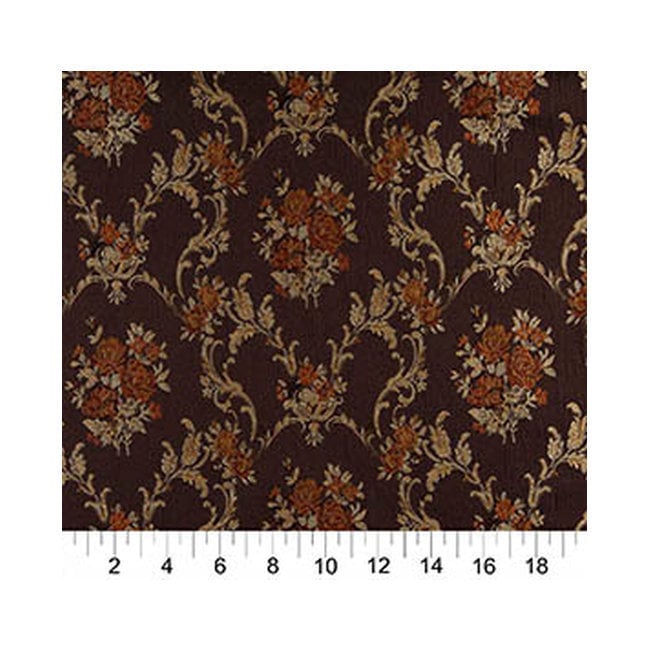 A0011B Brown Gold Persimmon Ivory Floral Brocade Upholstery Fabric By The Yard