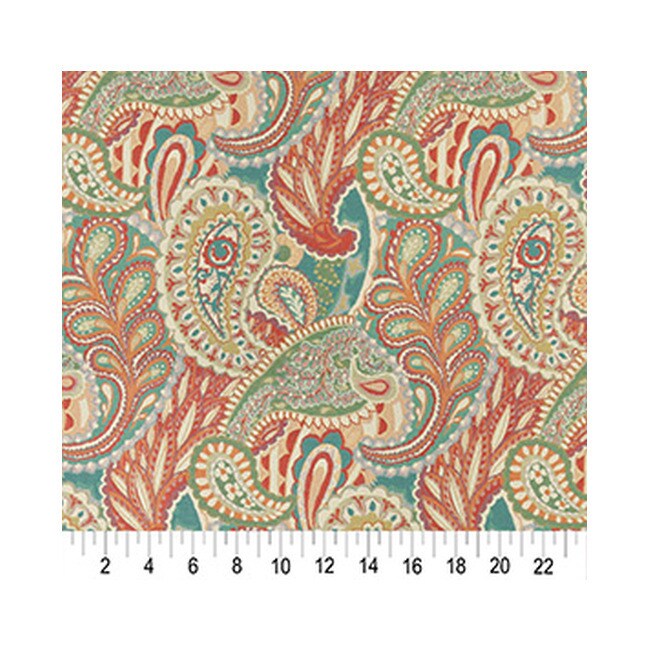 Shop A0024a Teal Green Orange Paisley Contemporary Upholstery