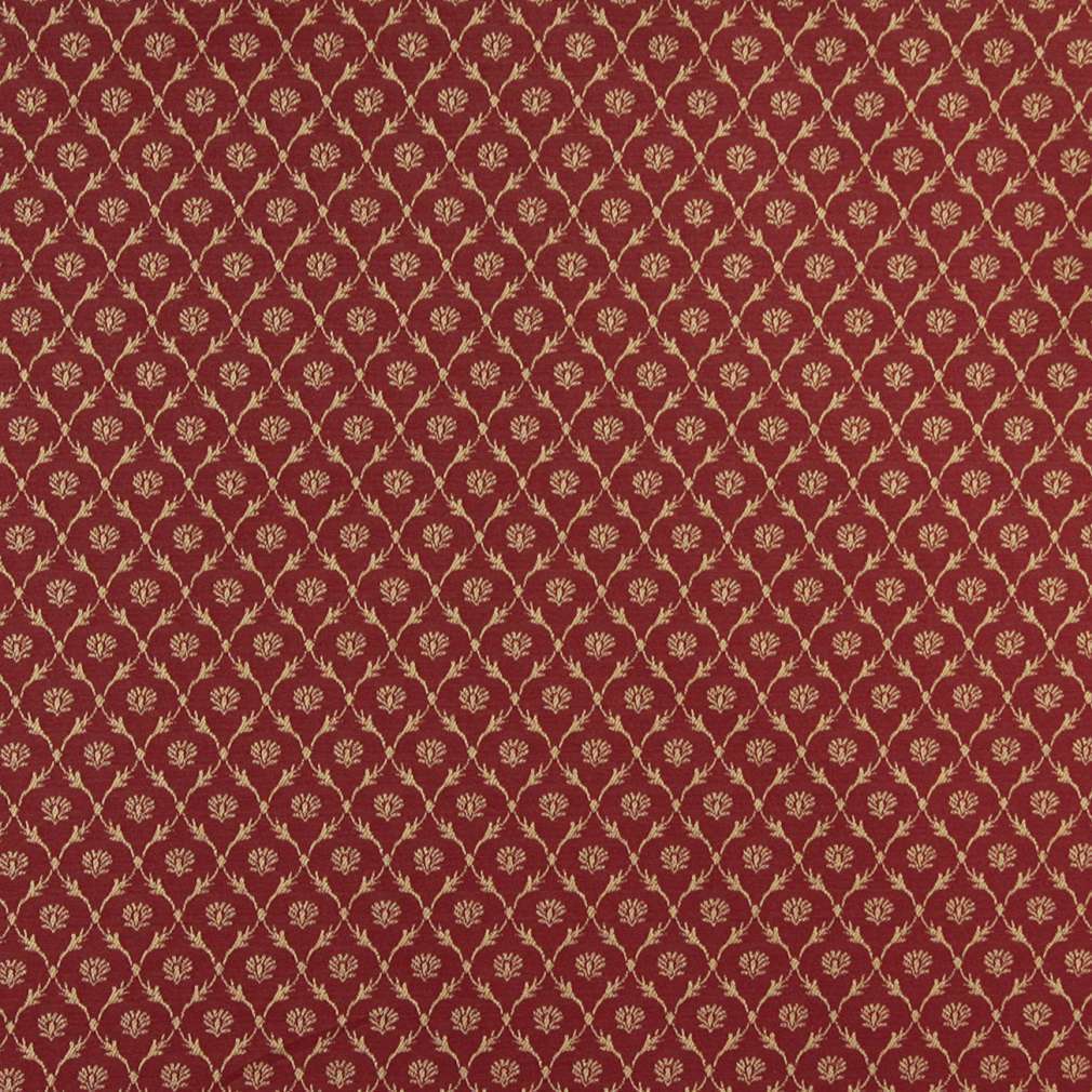 B643 Red/ Floral Trellis Woven Jacquard Upholstery Fabric by the Yard