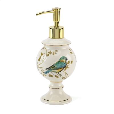 Gilded Birds Off-white Ceramic Lotion Pump