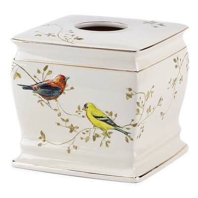 Avanti Gilded Birds Multi-colored Ceramic Tissue Cover