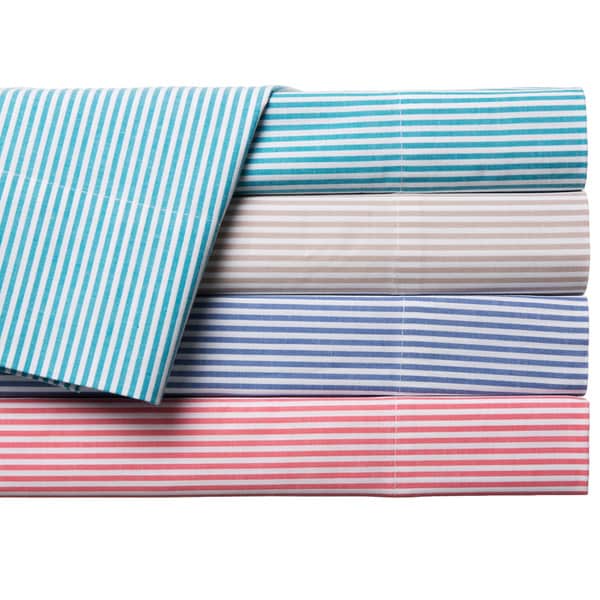 Oxford Stripe 100-percent Cotton Yarn Dyed Sheet Sets - 17403292 ...