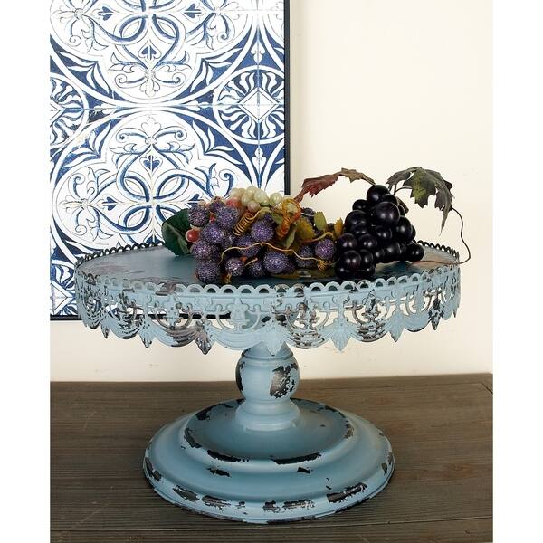 Antique Blue Metal Cake Stand