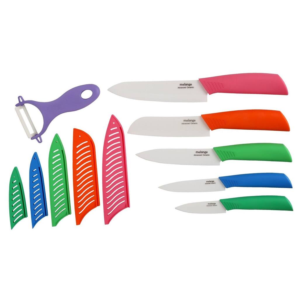 Melange 11-piece Multi-colored Ceramic Knife Set