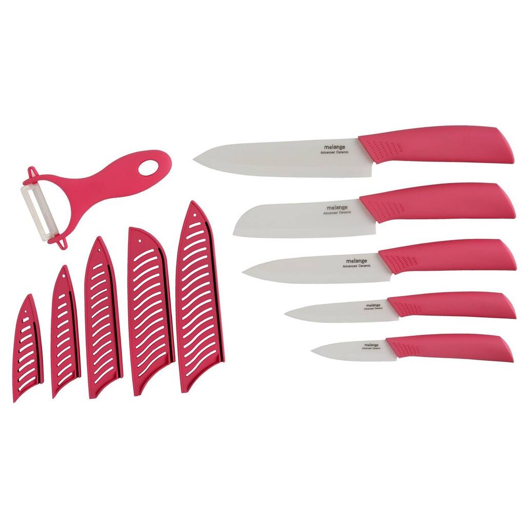 Melange 11-piece Pink Ceramic Knife Set