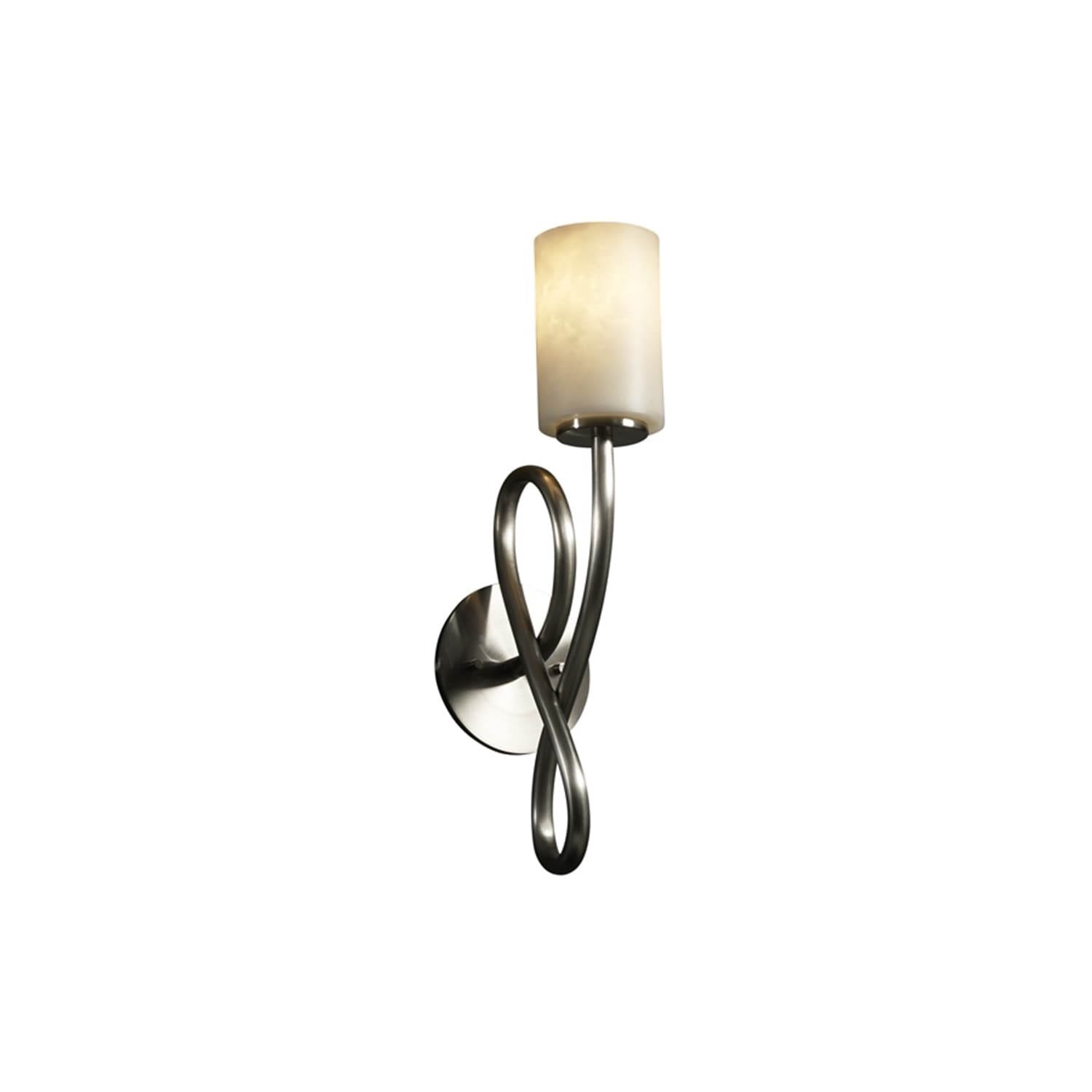 Justice Design Clouds Capellini 1-light Brushed Nickel Wall Sconce, Clouds Cylinder - Flat Rim Shade