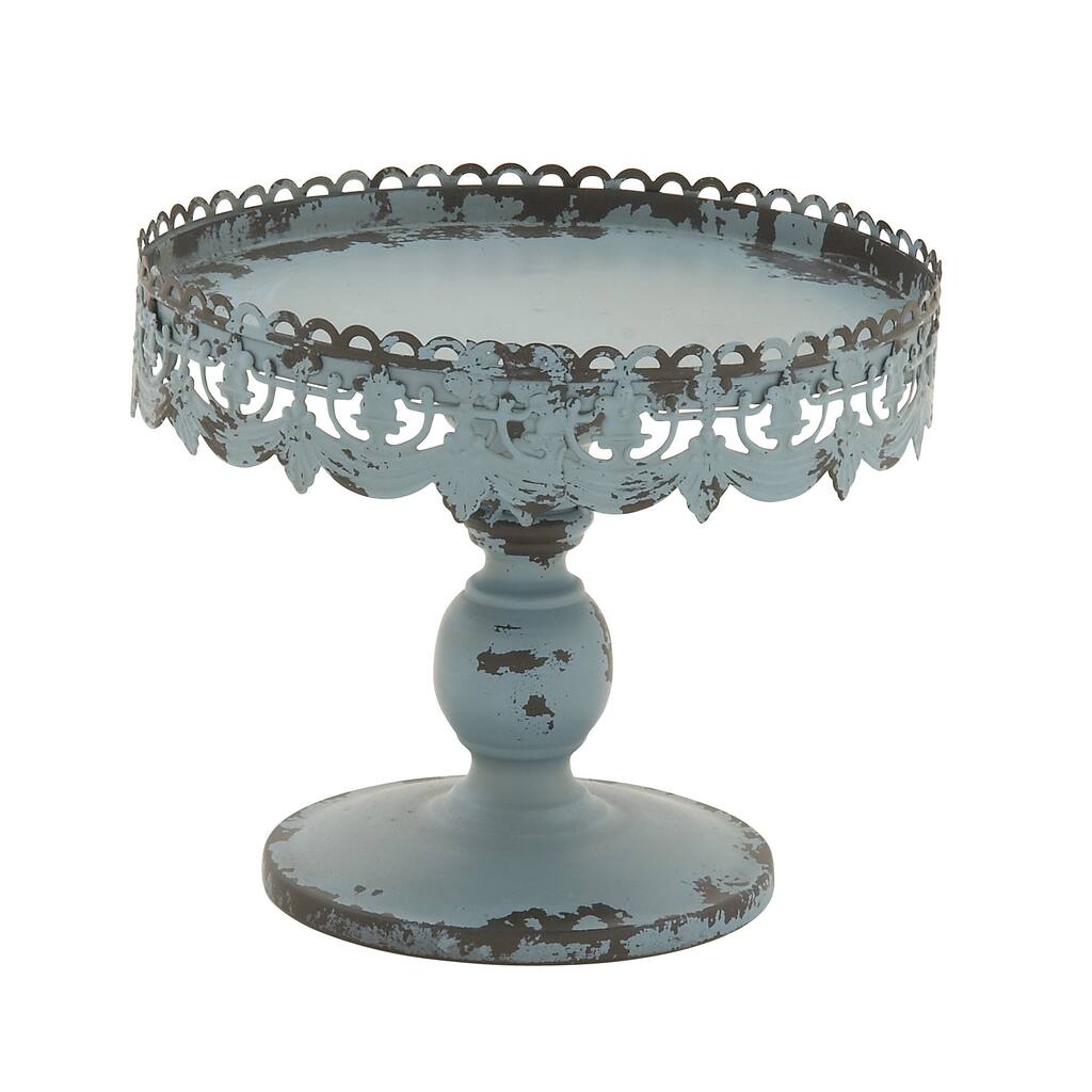 Antique Blue Metal Cake Stand