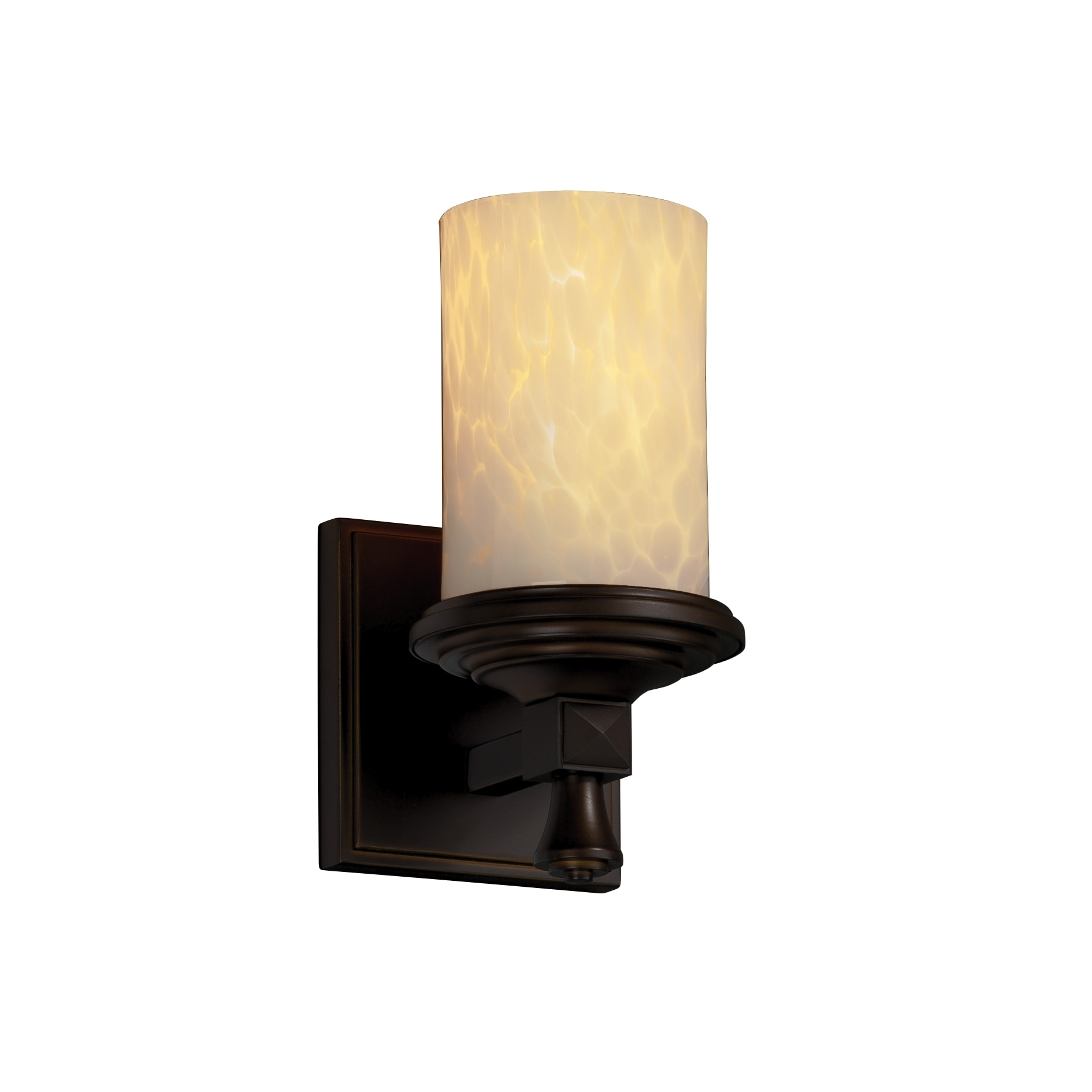 Justice Design Fusion Deco 1-light Dark Bronze Wall Sconce, Droplet Cylinder - Flat Rim Shade