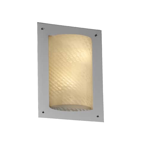 Justice Design Fusion Framed 2-light Polished Chrome ADA 4-sided Wall Sconce, Weave Shade