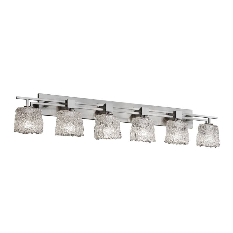 Justice Design Veneto Luce Aero 6-light Brushed Nickel Bath Bar, Lace Oval Shade
