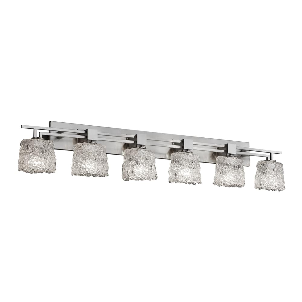 Justice Design Veneto Luce Aero 6-light Brushed Nickel Bath Bar, Lace Oval Shade