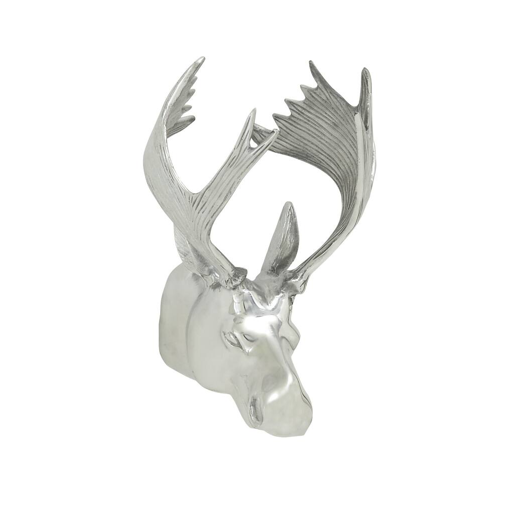 13-inch Polished Aluminum Moose Head Wall Sculpture