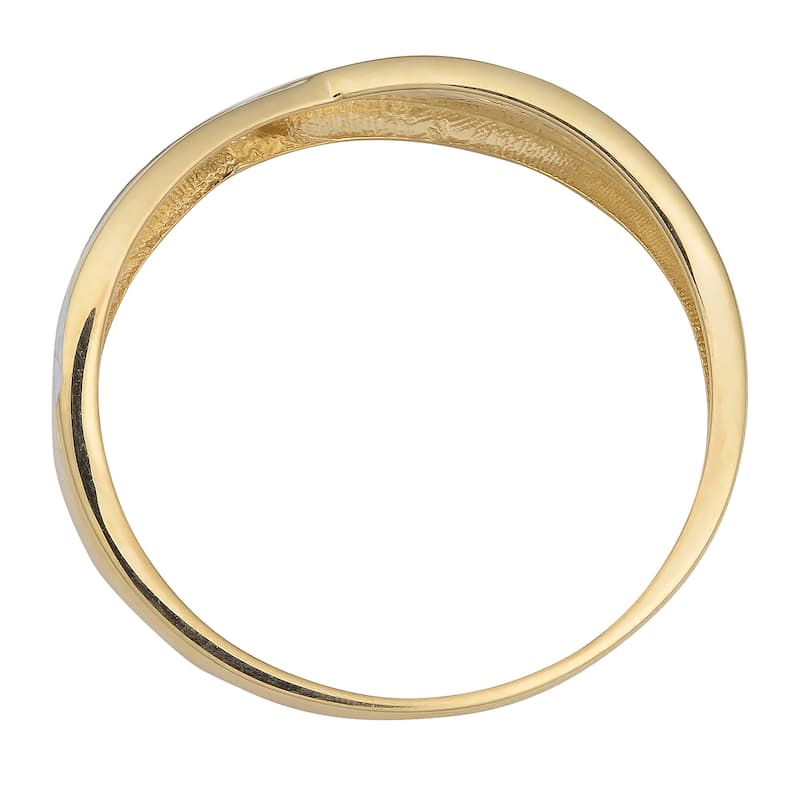 Fremada 14k Two-tone Gold Diamond-cut and High Polish Triple Highway Ring