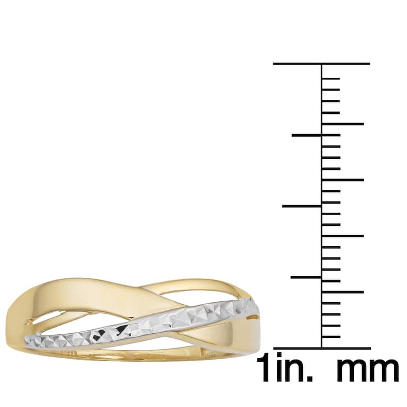 Fremada 14k Two-tone Gold Diamond-cut and High Polish Triple Highway Ring
