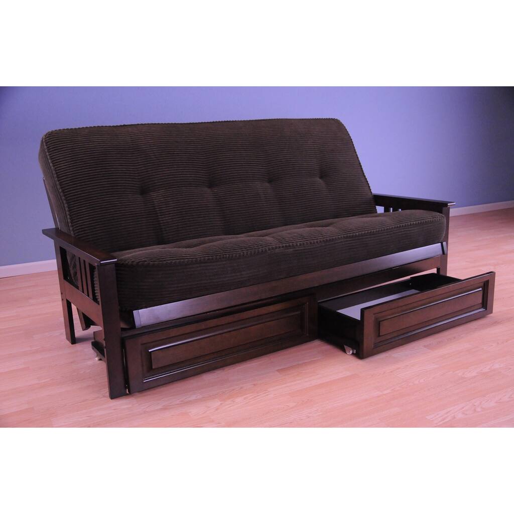 Somette Monterey Espresso Full Size Futon Set with Storage Drawers