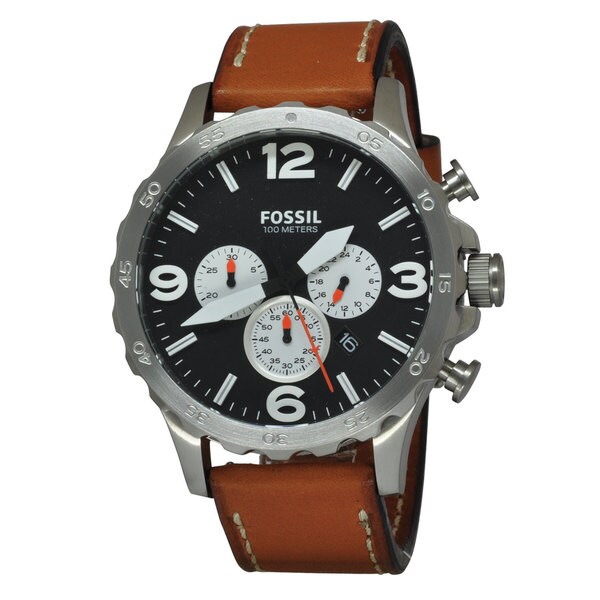 Fossil Men's JR1486 'Nate' Chronograph Brown Leather Watch - 17404470 ...