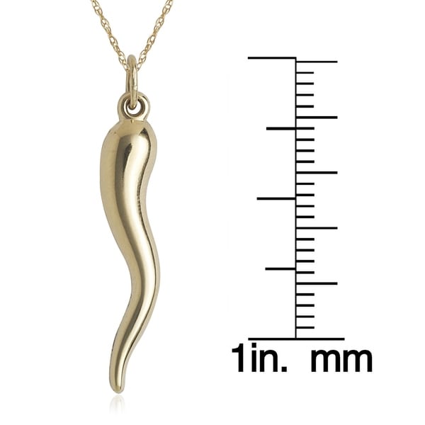 New 14K Y Gold 3-D Italian Horn Charm over 1 long