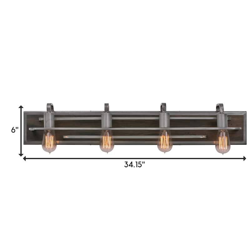 Varaluz Lofty 4-light Steel and Zebrawood Vanity Light