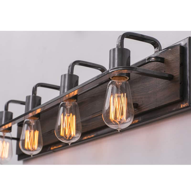 Varaluz Lofty 4-light Steel and Zebrawood Vanity Light