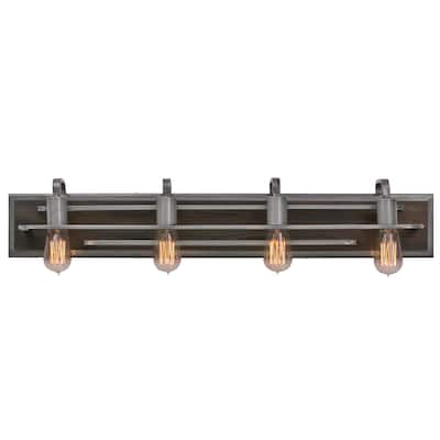 Varaluz Lofty 4-light Steel and Zebrawood Vanity Light