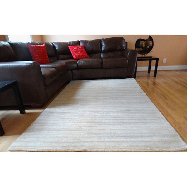 Shop Handtufted Grey Natural Wool Rug (5' x 8') Free Shipping Today 10290699