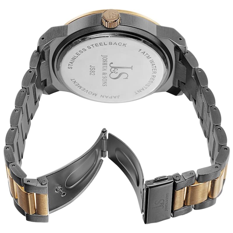 Joshua & Sons Bold Men's Quartz Large Arabic Numerals Two-Tone Bracelet Watch