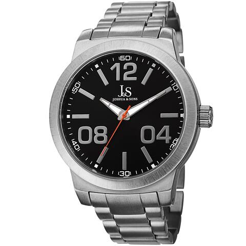 Joshua & Sons Bold Men's Quartz Large Arabic Numerals Silver-Tone Bracelet Watch - silver