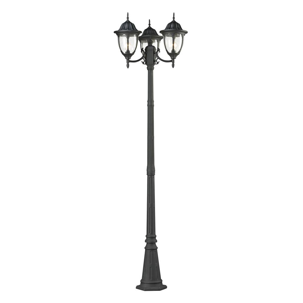 Elk Home Charcoal With Seedy Glass 3 Light Post Light