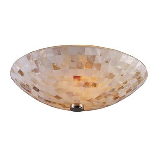 Elk Home Capri Satin Nickel With Ivory Capiz Shells 2 Light Semi Flush - 12 in. Wide