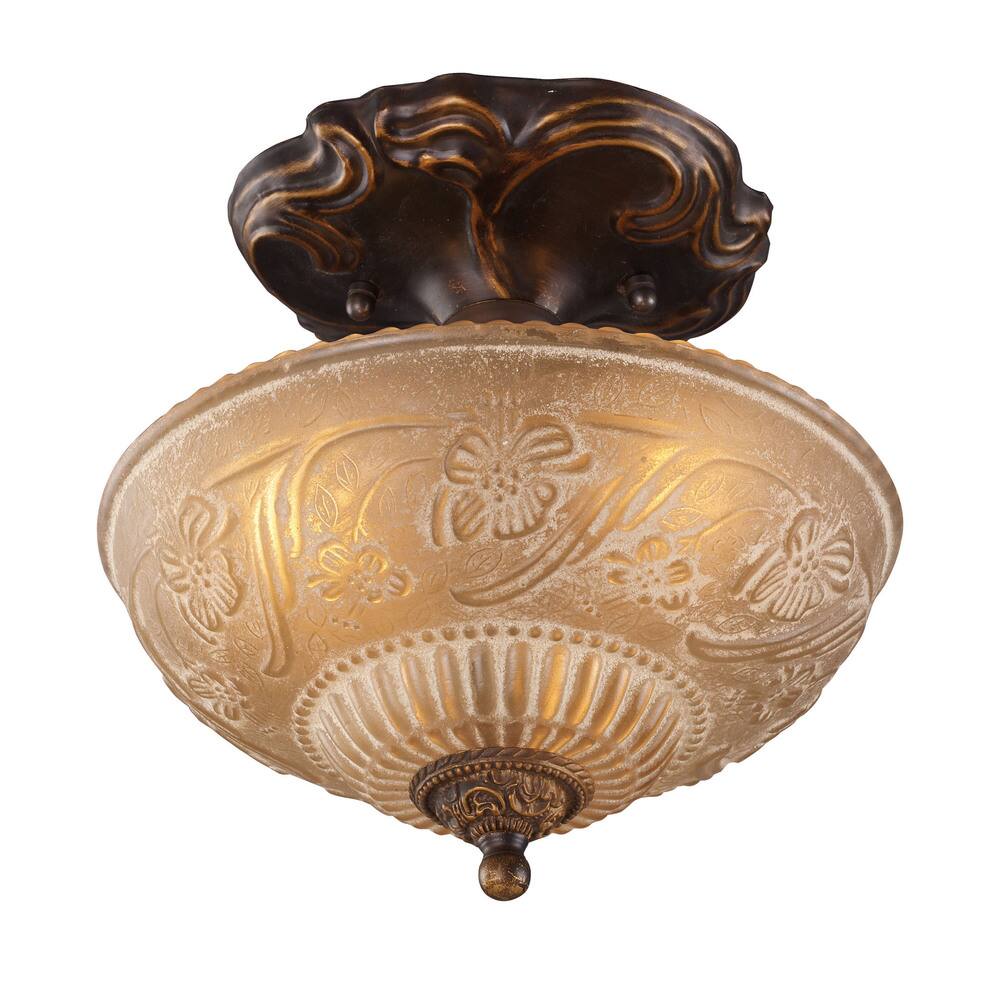 Cornerstone Golden Bronze Restoration 3-light Semi-flush Mount