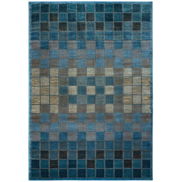 Shop Rizzy Home Bellevue Blue Abstract Area Rug 6'7 x 9'6 On Sale