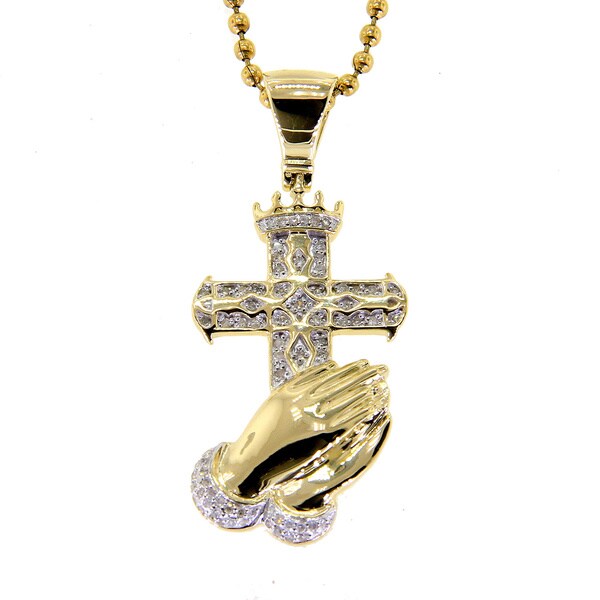 praying hands with cross chain