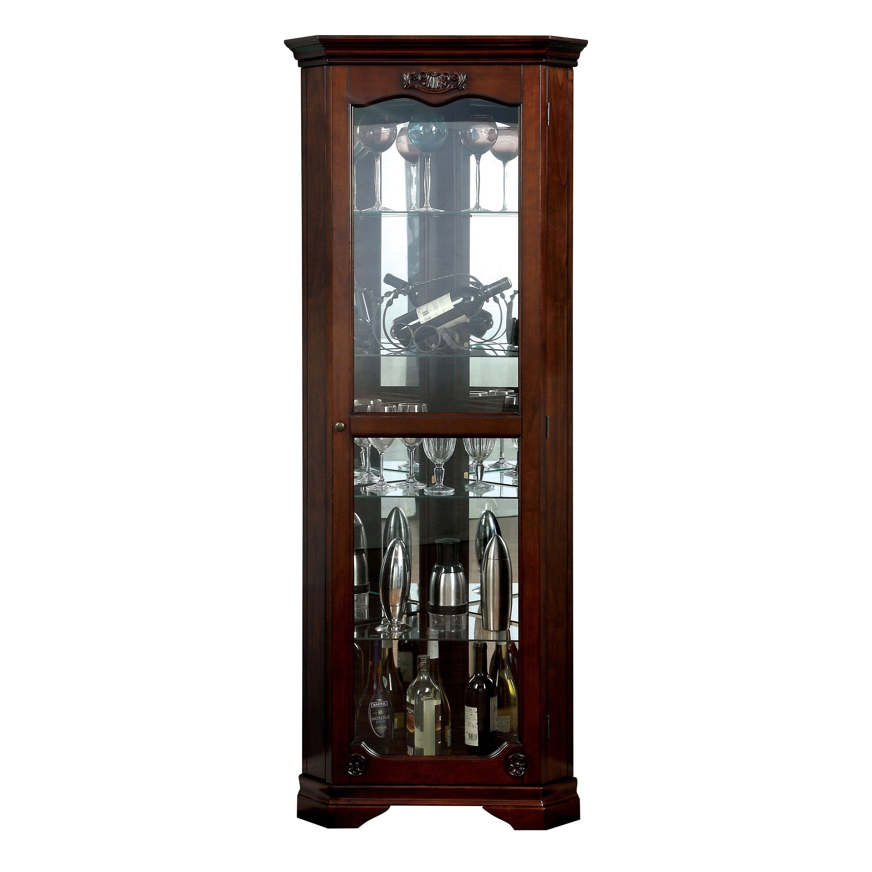 Furniture Of America Jora Traditional Walnut Solid Wood Curio Furniture Of America Jora