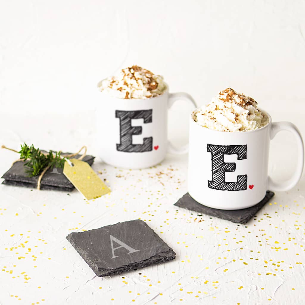 Personalized Initial Large Coffee Mugs (Set of 2)