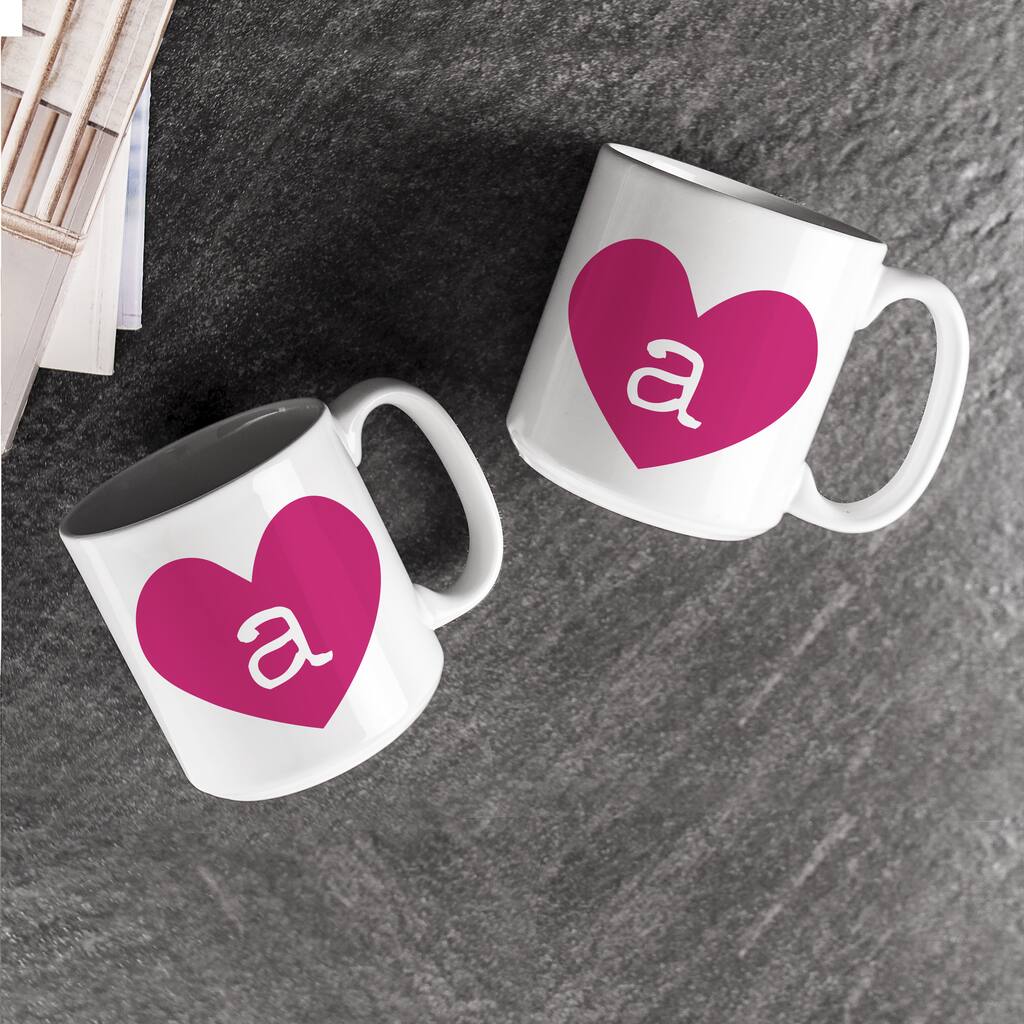 Personalized Heart of Love Large Coffee Mugs (Set of 2)