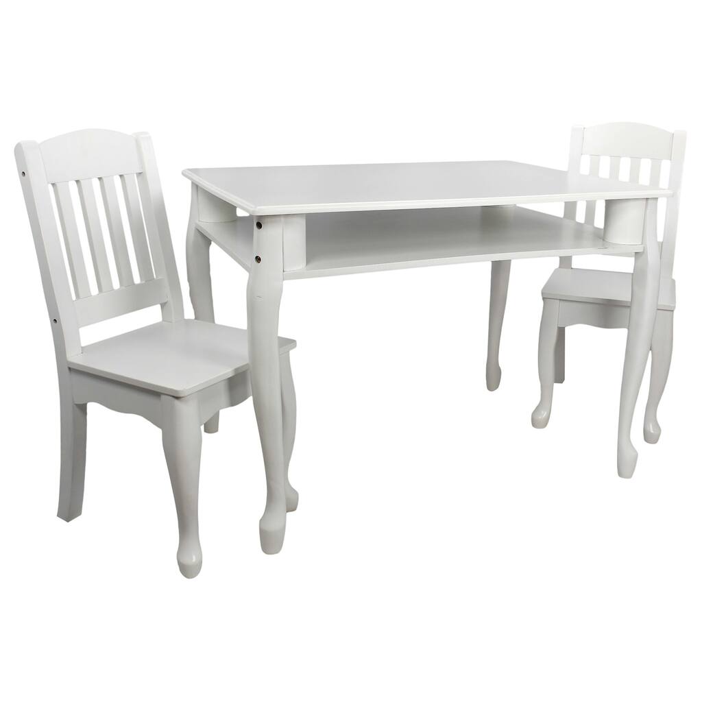 Teamson Kids - Windsor Rectangular Table & Set of 2 Chairs - White