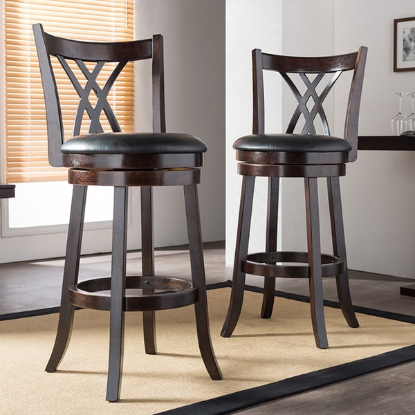 Shop Traditional Dark Brown Wood 29" Bar Stool by Baxton Studio - Free