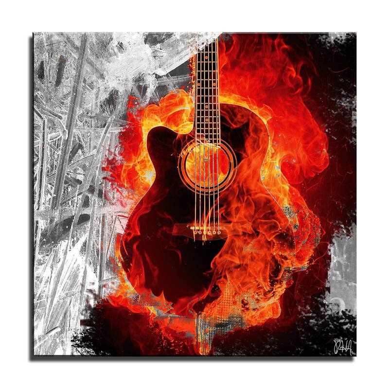 Ready2HangArt 'Born2BWild XXVIII' Guitar Canvas Wall Art - 30" W x 30" H