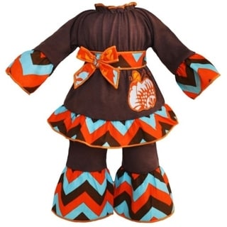 AnnLoren 2-piece Autumn Chevron Pumpkin 18-inch Doll Outfit
